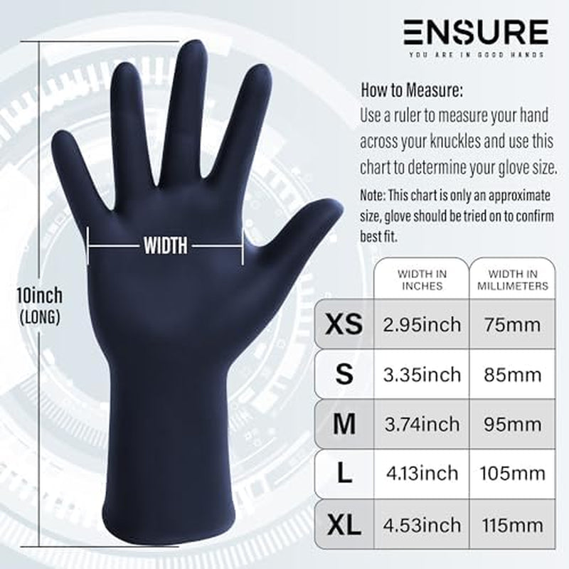 Ensure Nitrile Disposable Exam Gloves, Powder-Free, Latex-Free, Non-Sterile - 5 Mil