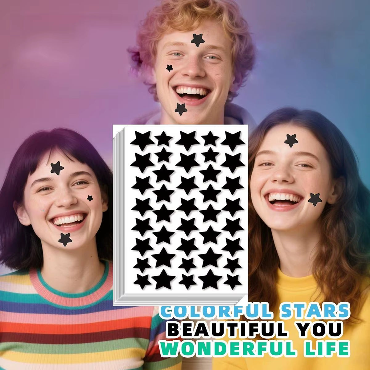 200/400 Counts Black Stars Shaped Hydrocolloid Acne Pimple Patches for Covering Zits Blemishes Spots, Pimple Popper Stickers Kit