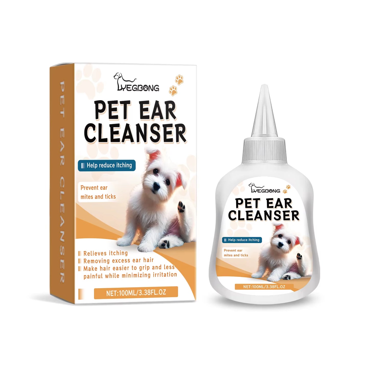 100Ml Pet Ear Cleaner Drops Remove Mites Dog Cat Ear Clean Soothing Care Itching Relief Deodorant Pet Clean Earwax Drops