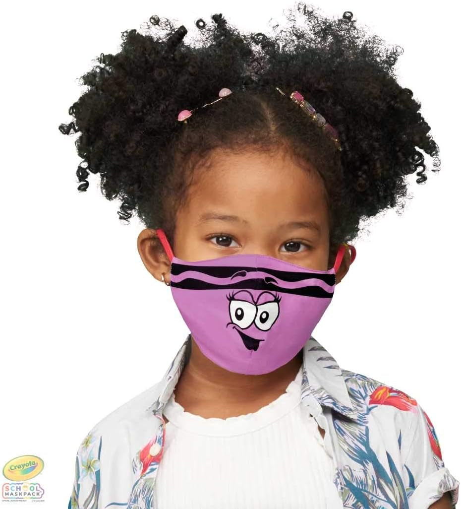 SCHOOL MASK PACK Crayola Kids Reusable Cloth Mask Set, Pinks and Purples Tip