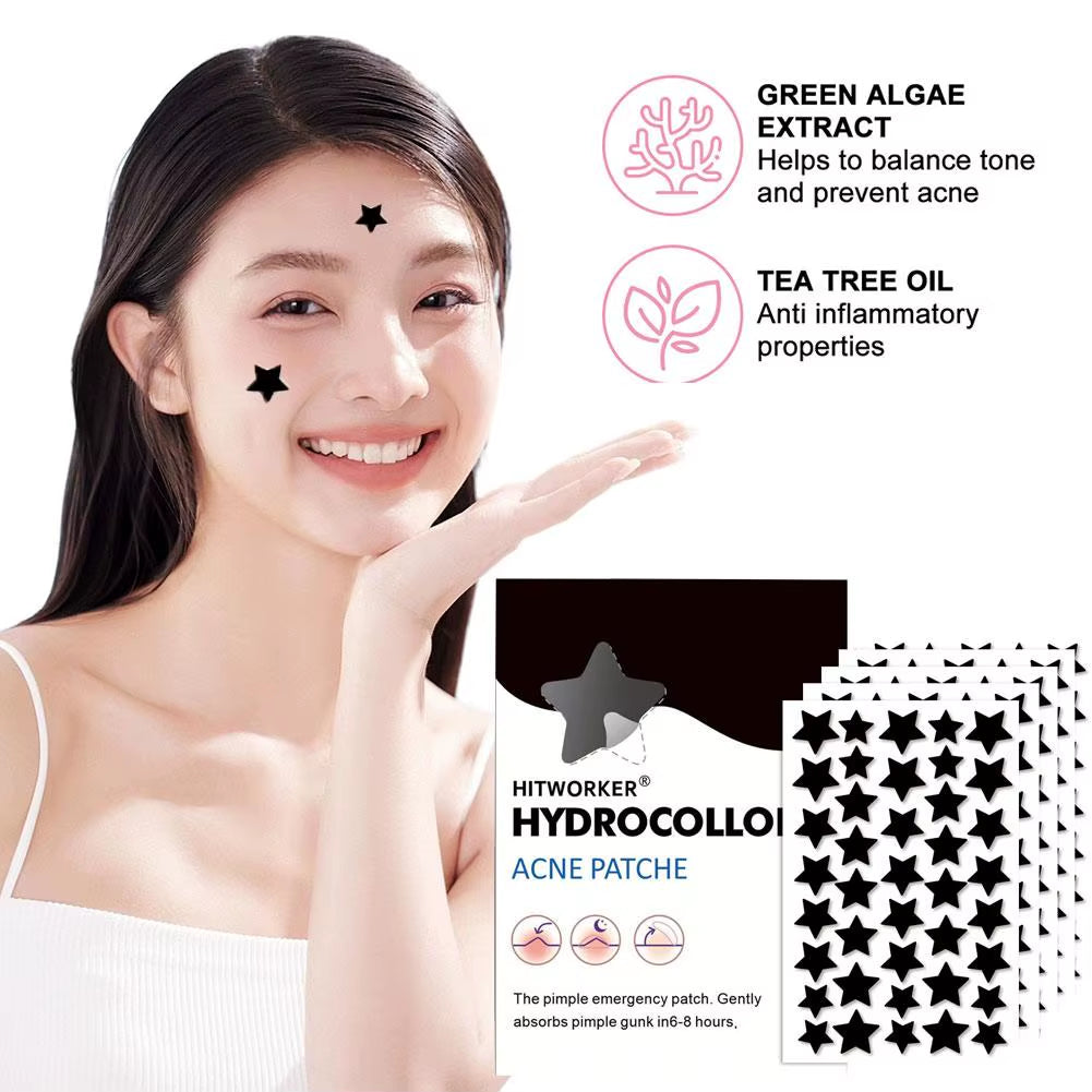200/400 Counts Black Stars Shaped Hydrocolloid Acne Pimple Patches for Covering Zits Blemishes Spots, Pimple Popper Stickers Kit