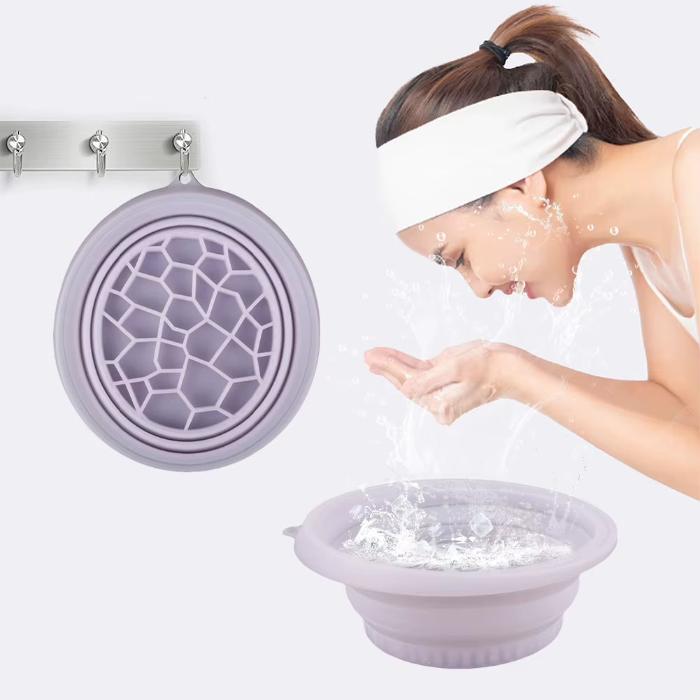 Silicone Face Bowl with Built-In Icetray Collapsible Ice Facial Folding Washbasin Face Ice Bath Water Chiller
