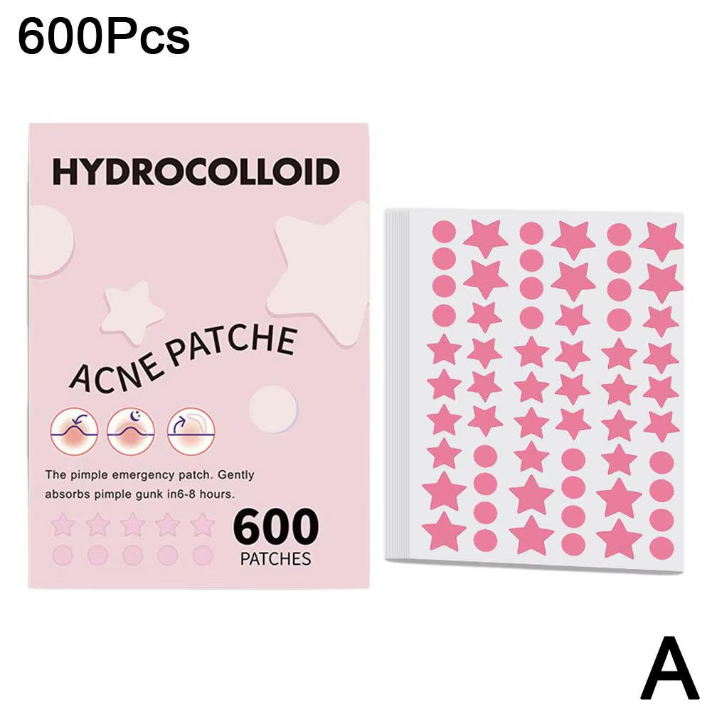 600 Counts Colorful Star Spot Acne/Pimple Patch for Face, Hydrocolloid Cute Star Shaped Acne Patch Invisible Zit Cover Stickers