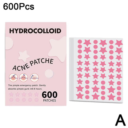 600 Counts Colorful Star Spot Acne/Pimple Patch for Face, Hydrocolloid Cute Star Shaped Acne Patch Invisible Zit Cover Stickers