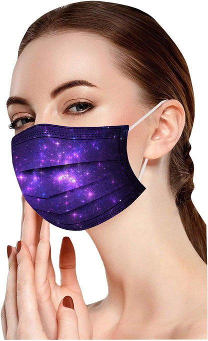 50Pcs Butterfly Print Disposable Facemask for Adults Women with Designs Papermasks 3 Ply Breathable Non Woven Face Guard