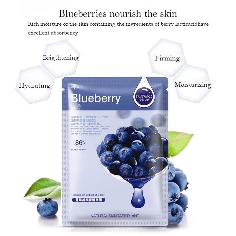 6/12Pcs Fruits Face Mask Moisturizing Oil Control Firming Aloe Korean Cosmetics Sheet Face Mask Beauty Skin Care Prodcuts