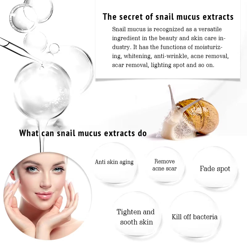 Snail Caviar Hyaluronic Acid Facial Serum Beauy Essence Firming Hydrating Brightening Moisturizing Face Serum Skin Care
