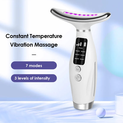 7-Color Light Neck Lifting Beauty Device Facial Vibration Massager Skin Rejuvenation&Double Chin Reducer Face Neck Firming Care