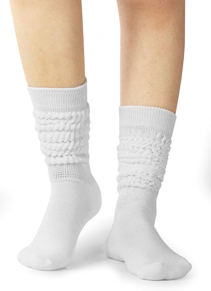 Women's Thigh High Slouch Socks - Soft Scrunch Design, Size 5-11