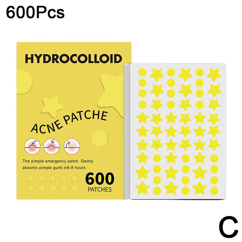 600 Counts Colorful Star Spot Acne/Pimple Patch for Face, Hydrocolloid Cute Star Shaped Acne Patch Invisible Zit Cover Stickers