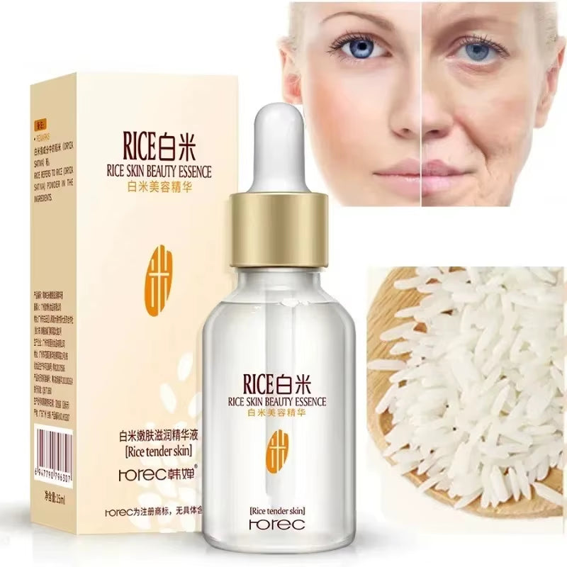 White Rice Face Serum Shrink Pores Brightening Whitening Cream anti Aging Lines and Wrinkles for Glowing Skin Firm Care Essence