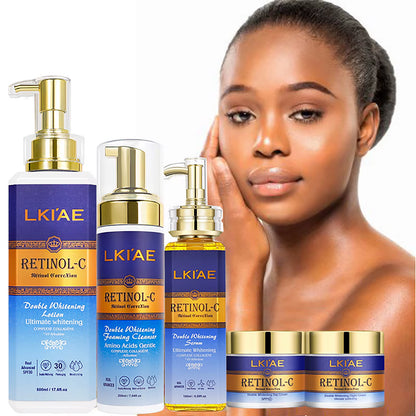 Hot Selling Brightening Lotion Kit Women Organic 5Pcs Routine Skin Whitening and Skincare Set with Retinol