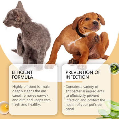 100Ml Pet Ear Cleaner Drops Remove Mites Dog Cat Ear Clean Soothing Care Itching Relief Deodorant Pet Clean Earwax Drops