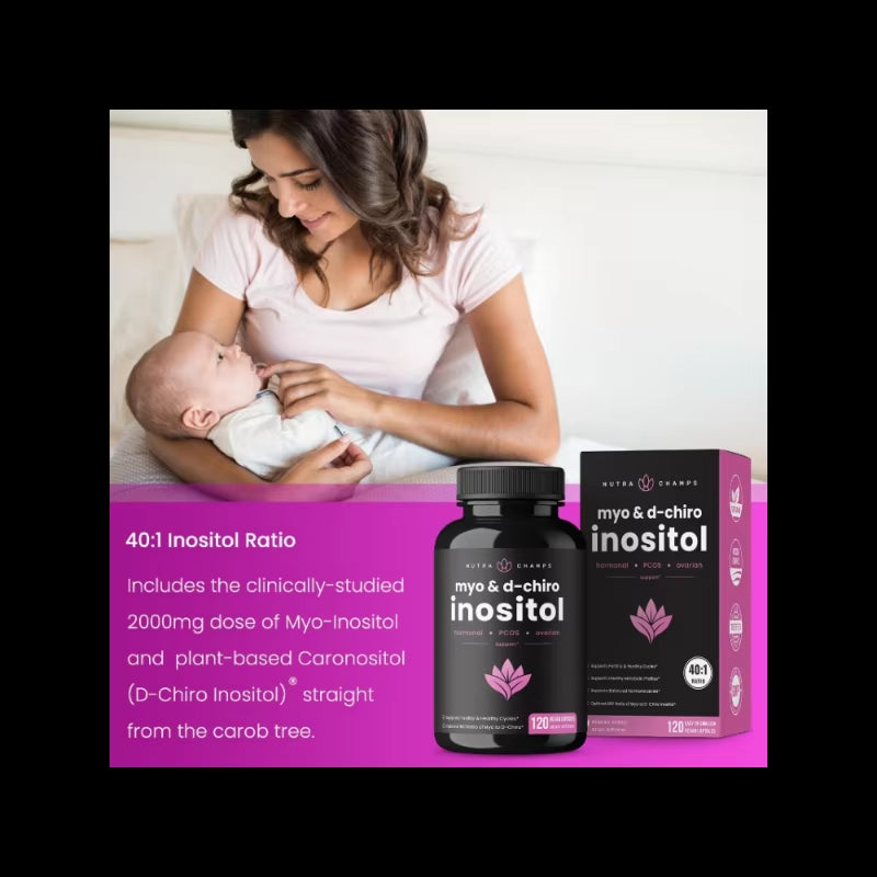 Inositol 2000 Mg Supplement, Ovarian & PCOS, Supports Female Fertility & Hormonal Balance, 120 Veggie Capsules