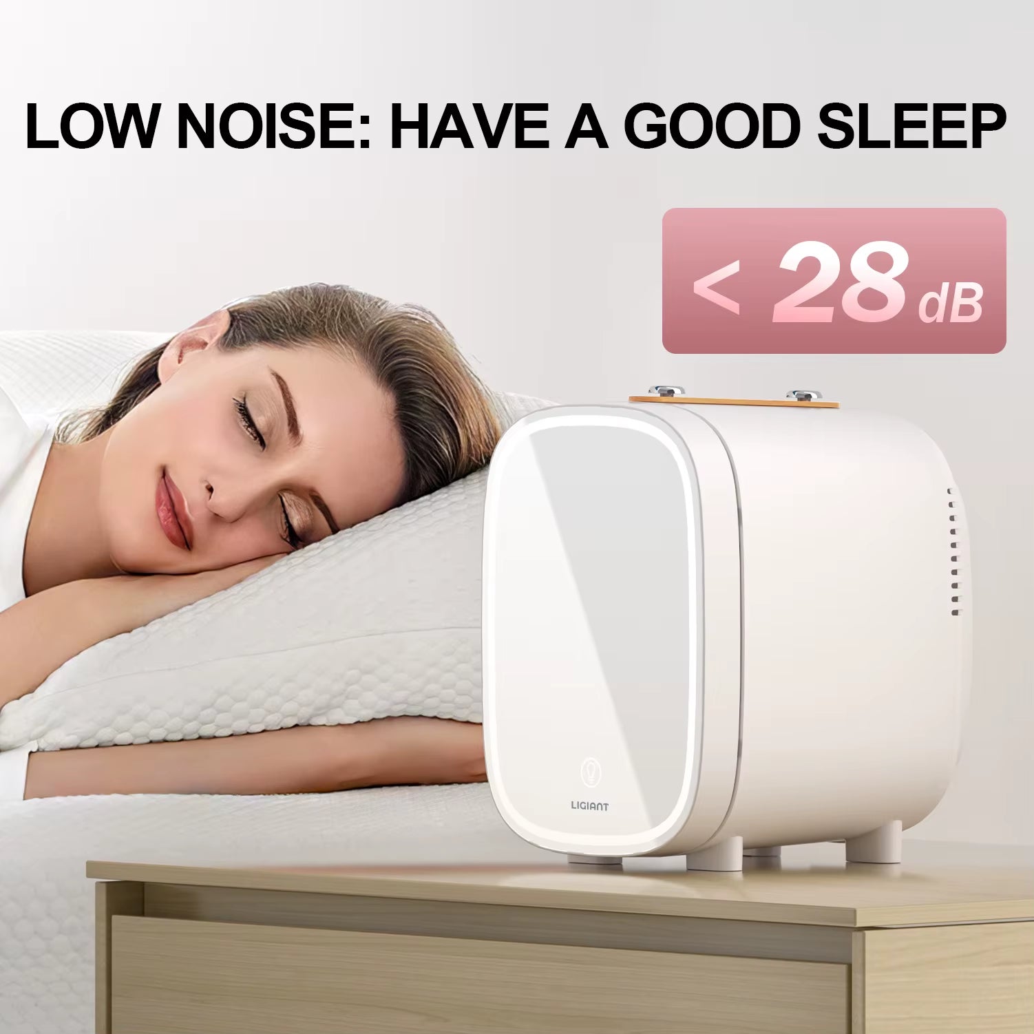 Skincare Fridge 4L, Mini Fridge with 3-Level LED Mirror, Low Noise, Cooler & Warmer, Portable for Bedroom, Office & Car