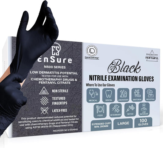 Ensure Nitrile Disposable Exam Gloves, Powder-Free, Latex-Free, Non-Sterile - 5 Mil