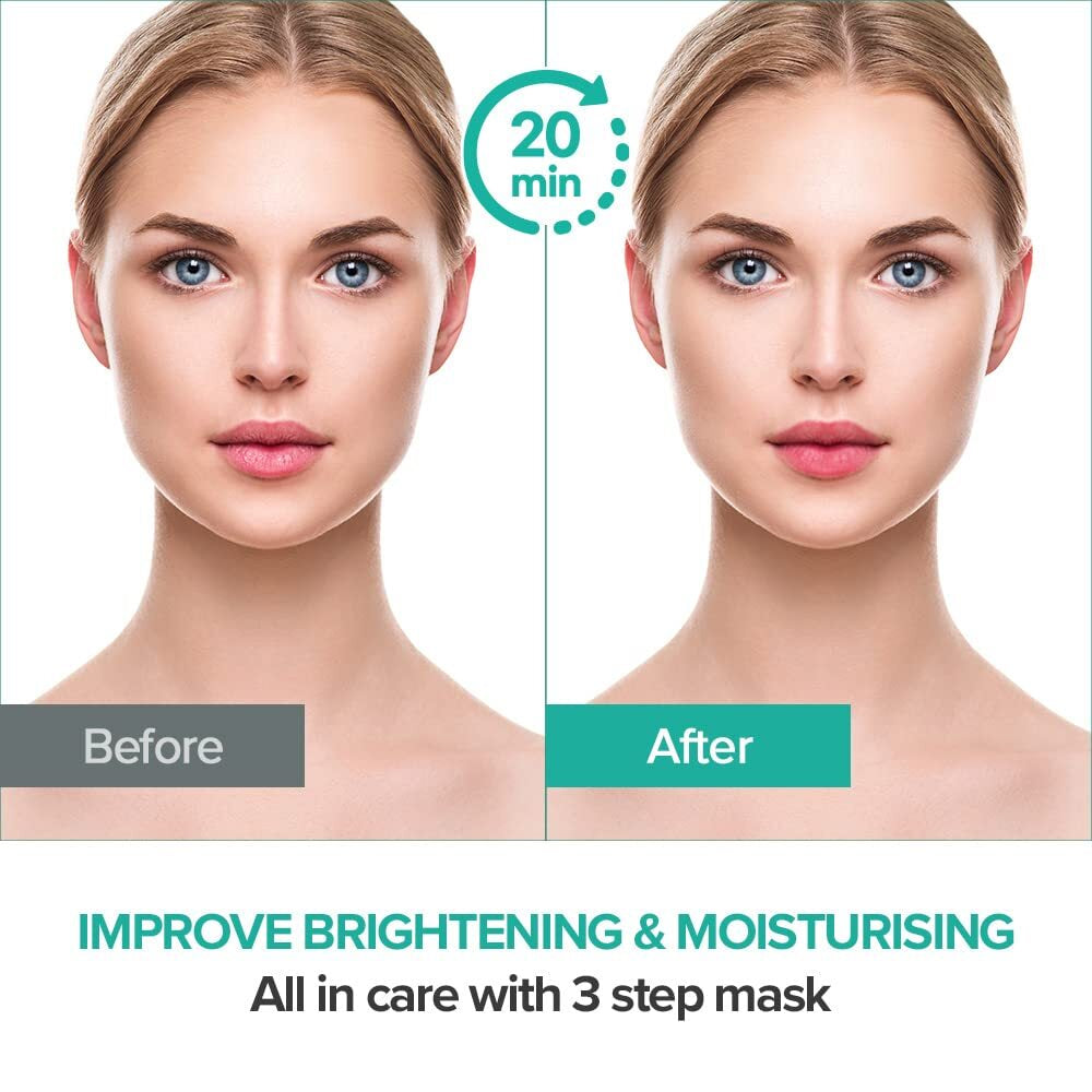 3 Step Brightening Moisturizing Skin Treatment Mask Pack of 10 K Beauty