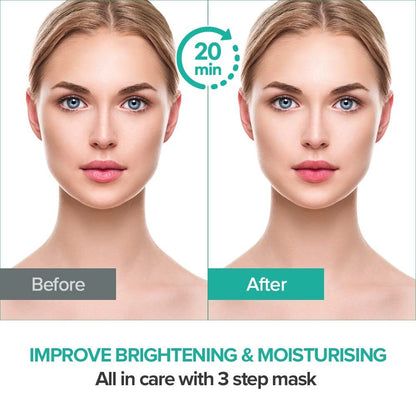 3 Step Brightening Moisturizing Skin Treatment Mask Pack of 10 K Beauty