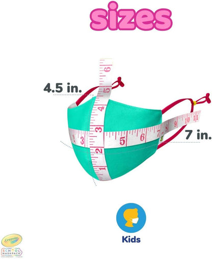 SCHOOL MASK PACK Crayola Kids Reusable Cloth Mask Set, Pinks and Purples Tip