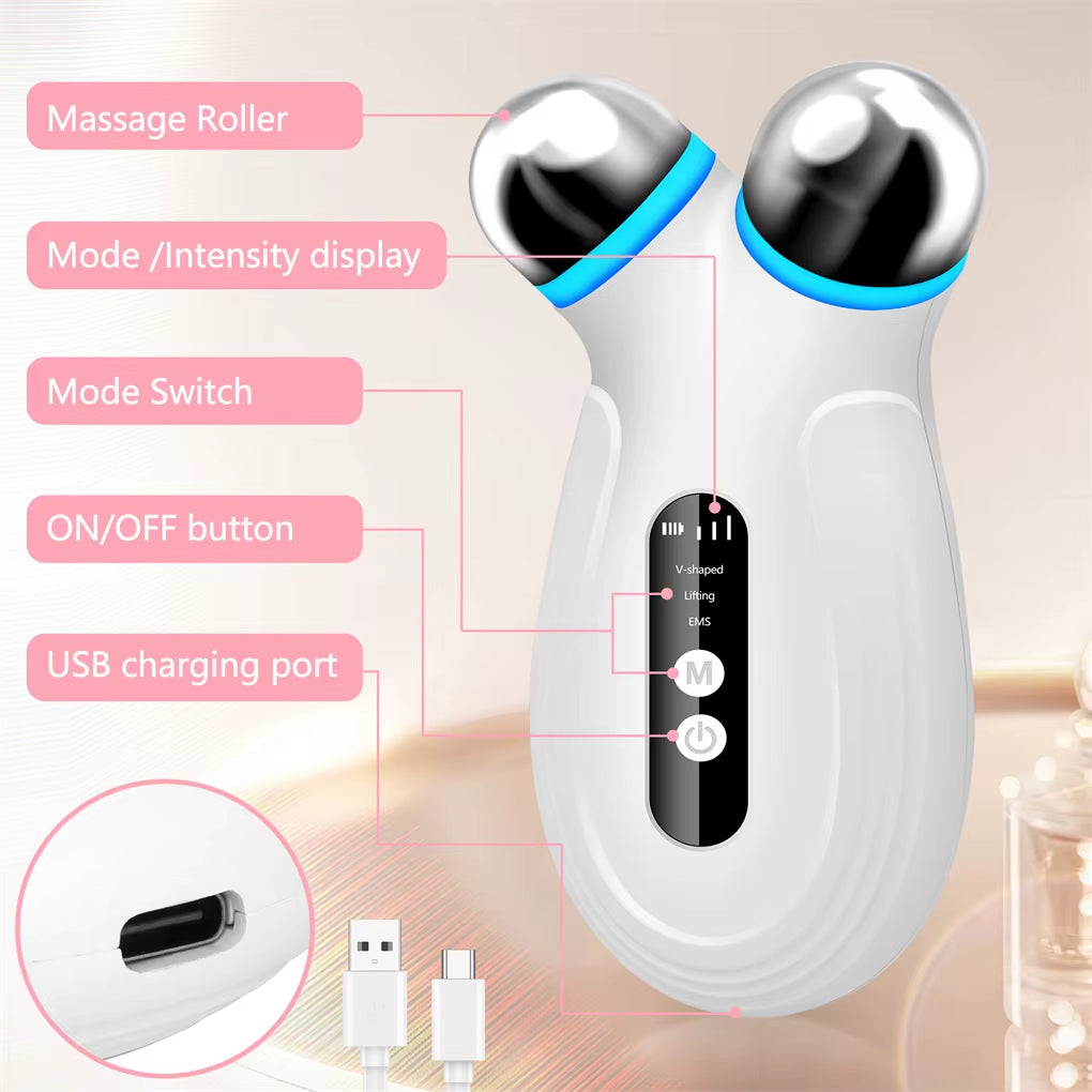 Anti Aging and Wrinkles Microcurrent Facial Device, Boost Skin Care Products Absorption - White