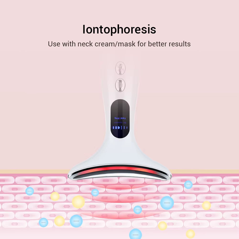 Neck Beauty Device EMS Microcurrent Chin Facial Lifting LED Firming Rejuvenation anti Wrinkle Skin Care Face Massager