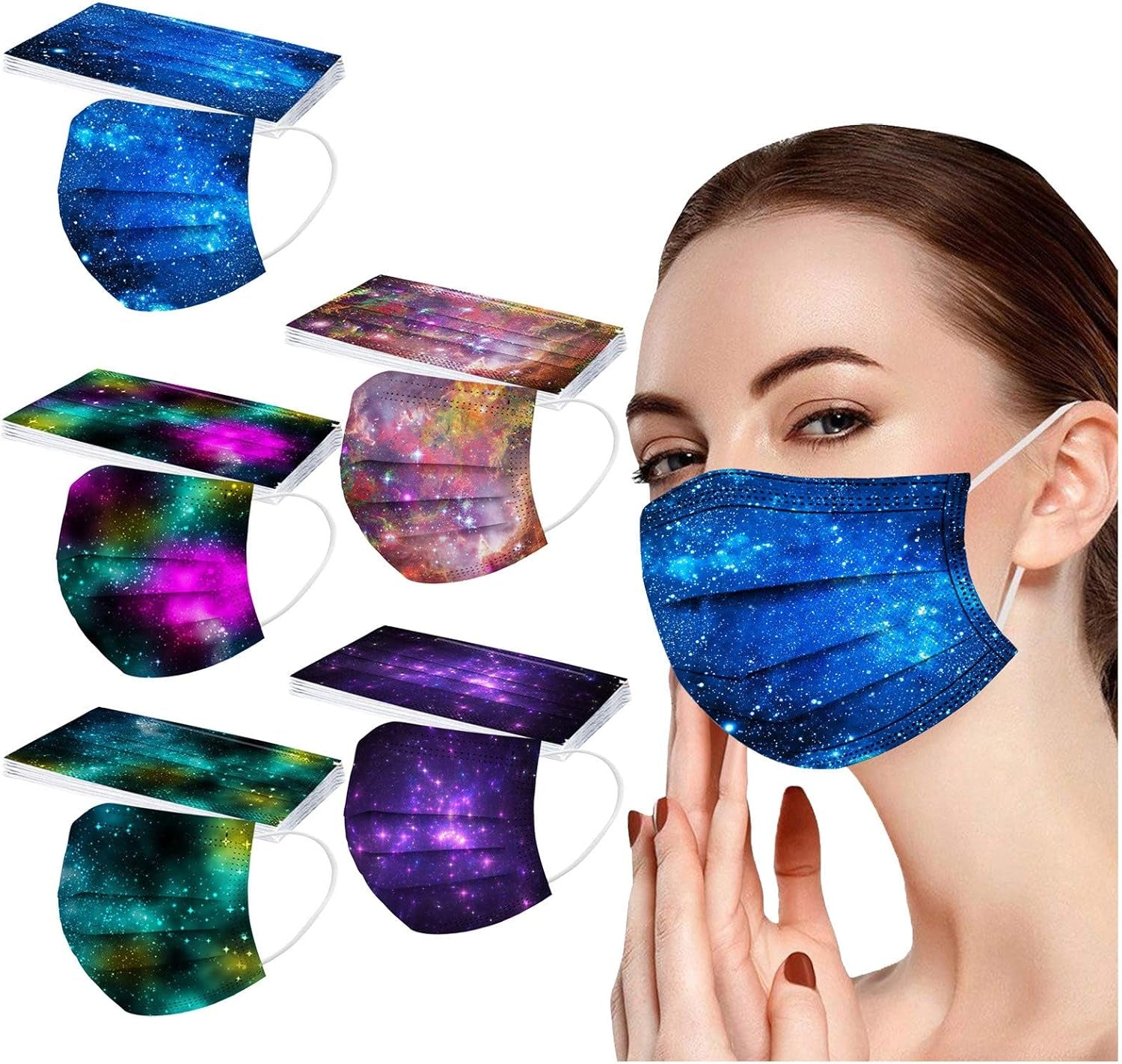 50Pcs Butterfly Print Disposable Facemask for Adults Women with Designs Papermasks 3 Ply Breathable Non Woven Face Guard
