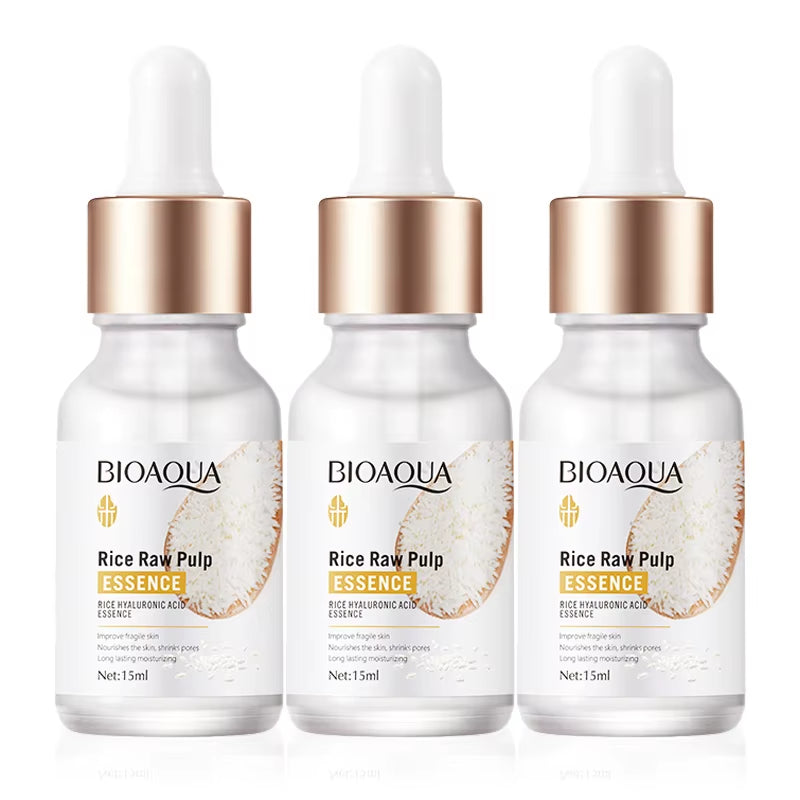 1/2/3Pcs BIOAQUA Rice Raw Pulp Face Serum Hyaluronic Acid Face Essence Nourishing Moisturizing Anti-Aging Serum Facial Skin Care