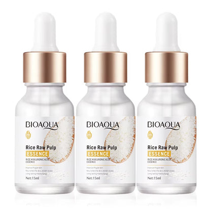 1/2/3Pcs BIOAQUA Rice Raw Pulp Face Serum Hyaluronic Acid Face Essence Nourishing Moisturizing Anti-Aging Serum Facial Skin Care
