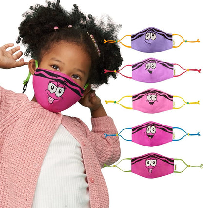 SCHOOL MASK PACK Crayola Kids Reusable Cloth Mask Set, Pinks and Purples Tip