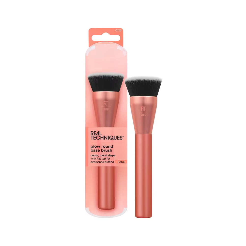 Glow round Base Makeup Brush Liquid Cream Foundation Smooth Full Coverage Precise Application Vegan Cruelty Free Ultraplush