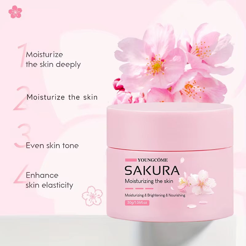 Sakura Essence Cream,Cherry Blossom Facial Moisturizer for Dry & Rough Skin,Anti Aging Face Lifting Nourishing Repair Collagen