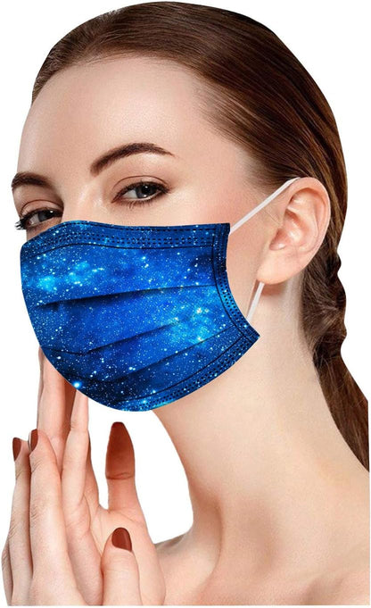 50Pcs Butterfly Print Disposable Facemask for Adults Women with Designs Papermasks 3 Ply Breathable Non Woven Face Guard