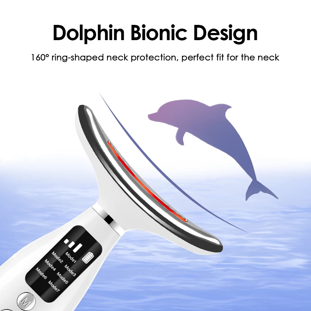 7-Color Light Neck Lifting Beauty Device Facial Vibration Massager Skin Rejuvenation&Double Chin Reducer Face Neck Firming Care