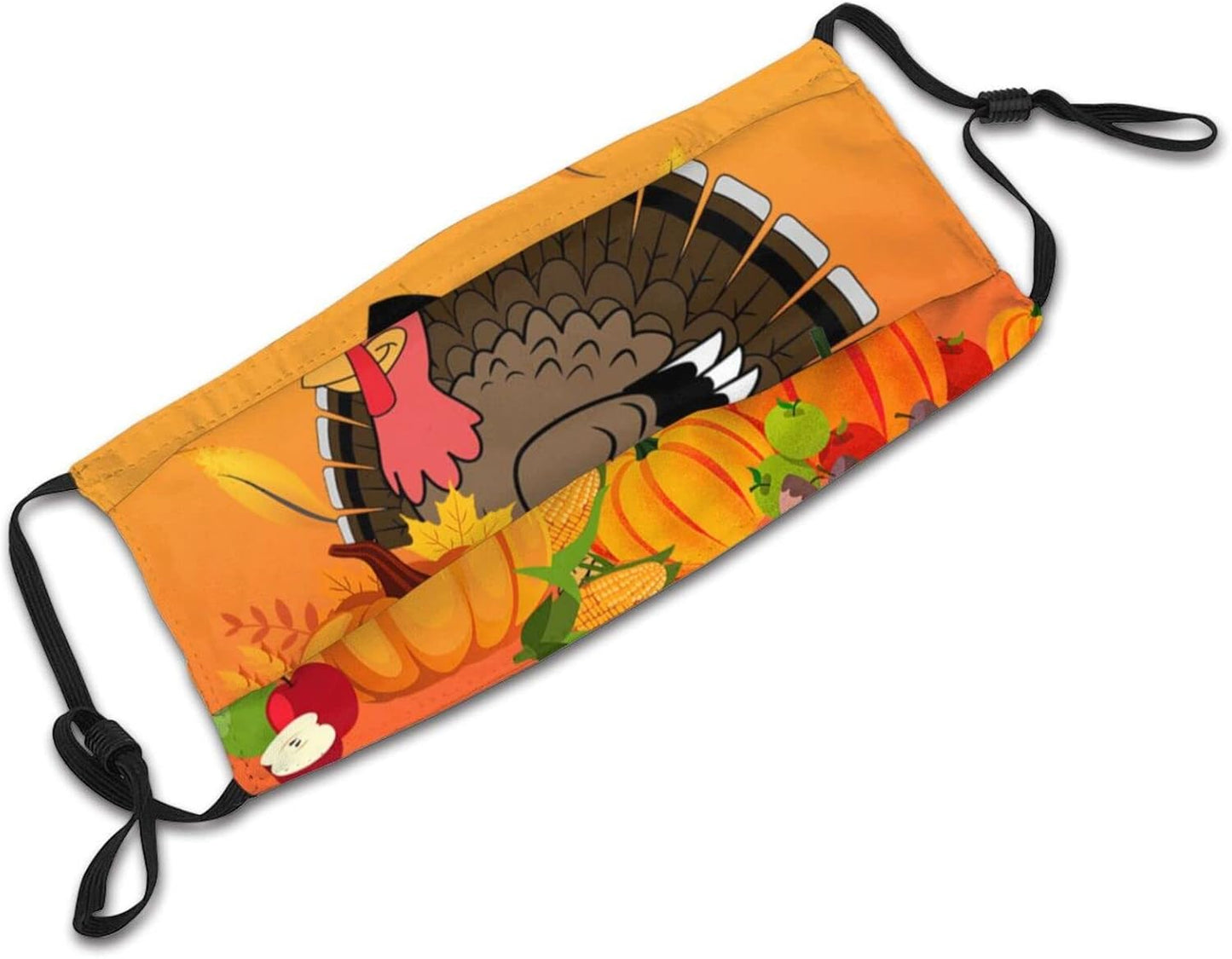 Face Mask Thanksgiving Turkey Pumpkin Maple Leaf Funny Mask for Adults Reusable Washable Adjustable Elastic Ear Straps with 10 Filter