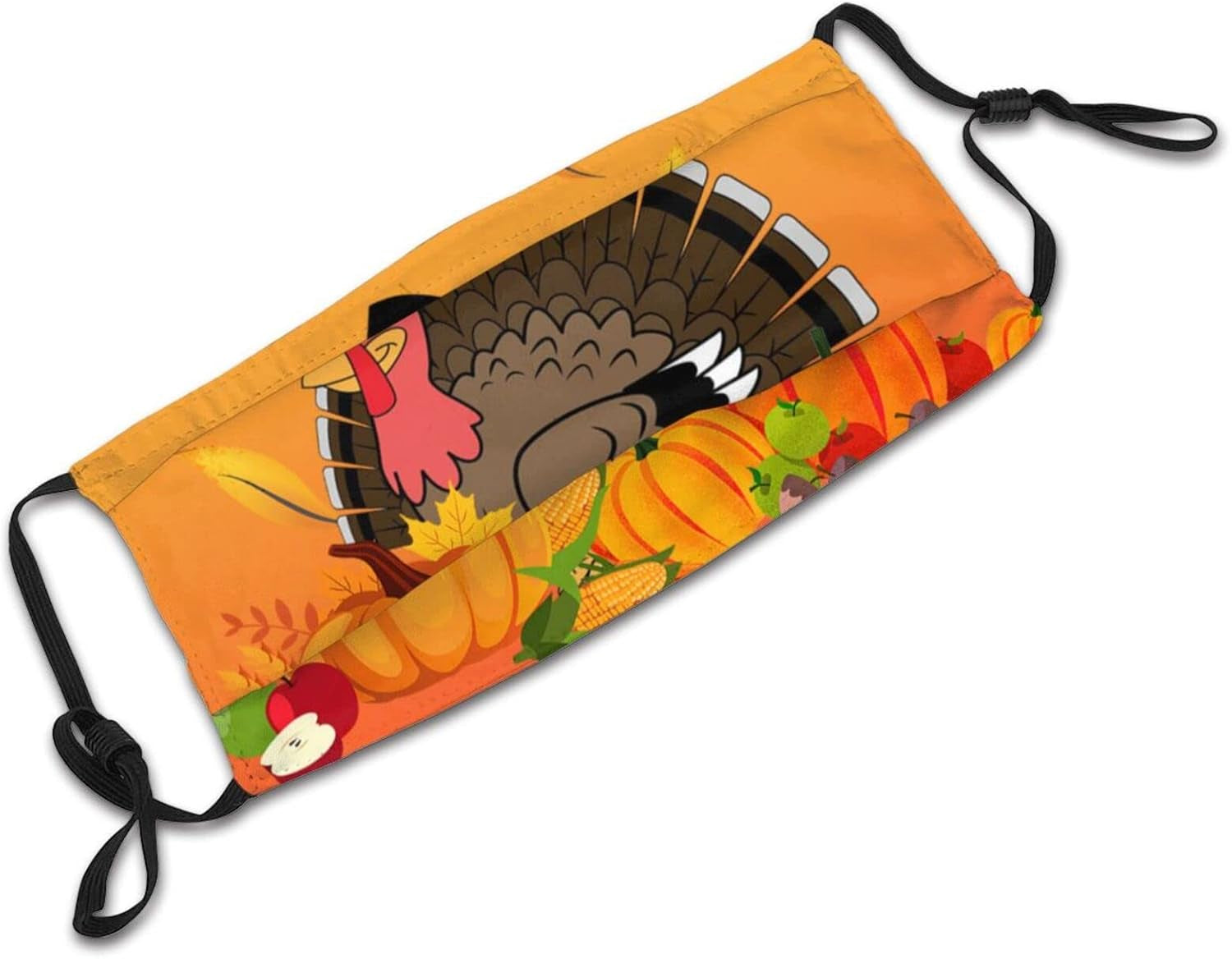 Face Mask Thanksgiving Turkey Pumpkin Maple Leaf Funny Mask for Adults Reusable Washable Adjustable Elastic Ear Straps with 10 Filter