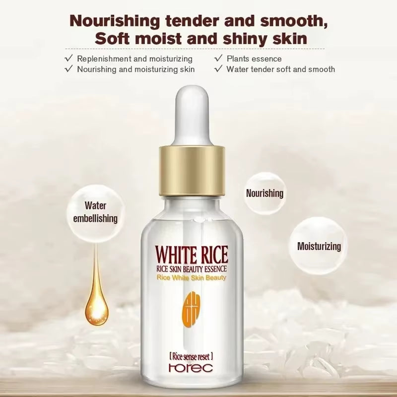 White Rice Face Serum Shrink Pores Brightening Whitening Cream anti Aging Lines and Wrinkles for Glowing Skin Firm Care Essence
