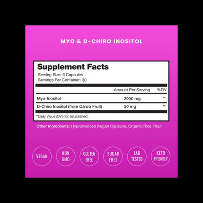 Inositol 2000 Mg Supplement, Ovarian & PCOS, Supports Female Fertility & Hormonal Balance, 120 Veggie Capsules