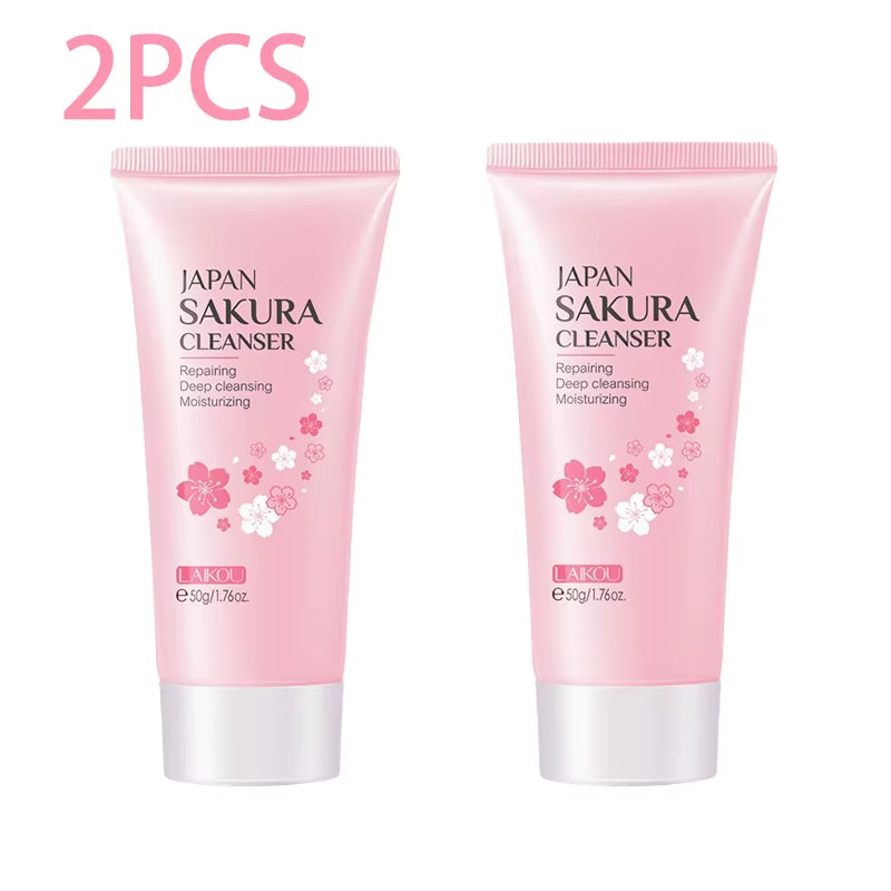 Sakura Cleanser Rich Foam Deep Clean Remove Grease Improve Oily Face Wash Cream Gentle Moisturizing Remove Blackhead Cleanser