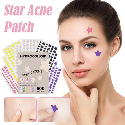 600 Counts Colorful Star Spot Acne/Pimple Patch for Face, Hydrocolloid Cute Star Shaped Acne Patch Invisible Zit Cover Stickers