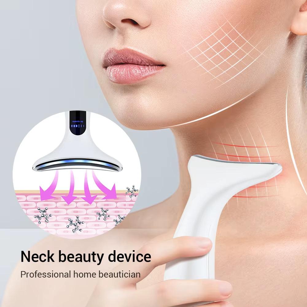 Neck Beauty Device EMS Microcurrent Chin Facial Lifting LED Firming Rejuvenation anti Wrinkle Skin Care Face Massager