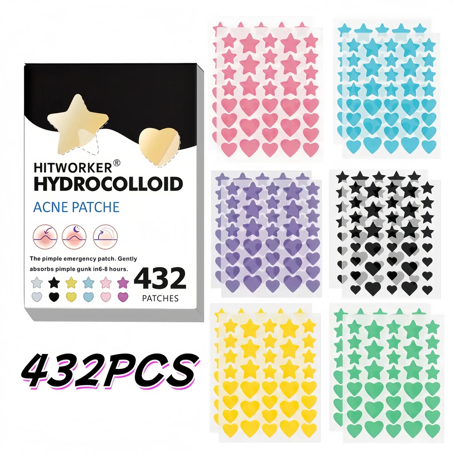 432PCS Pimple Patch Acne Colorful Invisible Acne Removal Skin Care Stickers Concealer Face Spot Beauty