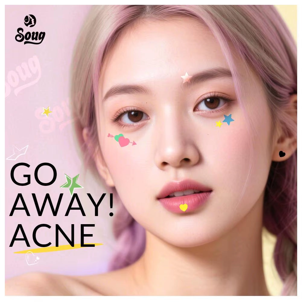 1/2Box Heart Shape Acne Pimple Patch Stickers Blemish Spot Concealer Cover 0.1Mm Acne Treatment Pimple Remover Skin Care