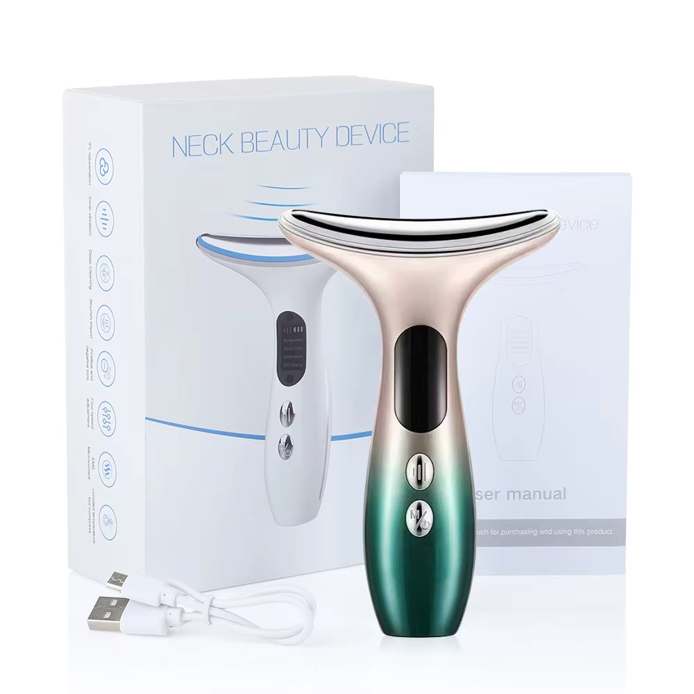 Neck Beauty Device EMS Microcurrent Chin Facial Lifting LED Firming Rejuvenation anti Wrinkle Skin Care Face Massager