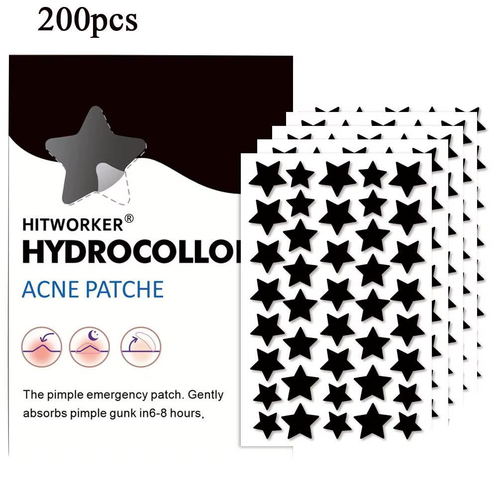 200/400 Counts Black Stars Shaped Hydrocolloid Acne Pimple Patches for Covering Zits Blemishes Spots, Pimple Popper Stickers Kit