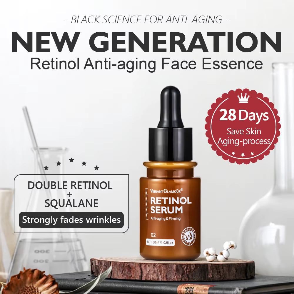 Retinol Face Cream and Eye Serum 2 Pcs/Set Firming Lifting Anti-Aging Wrinkle Reduce Wrinkle Fine Lines Facial Skin Care Product