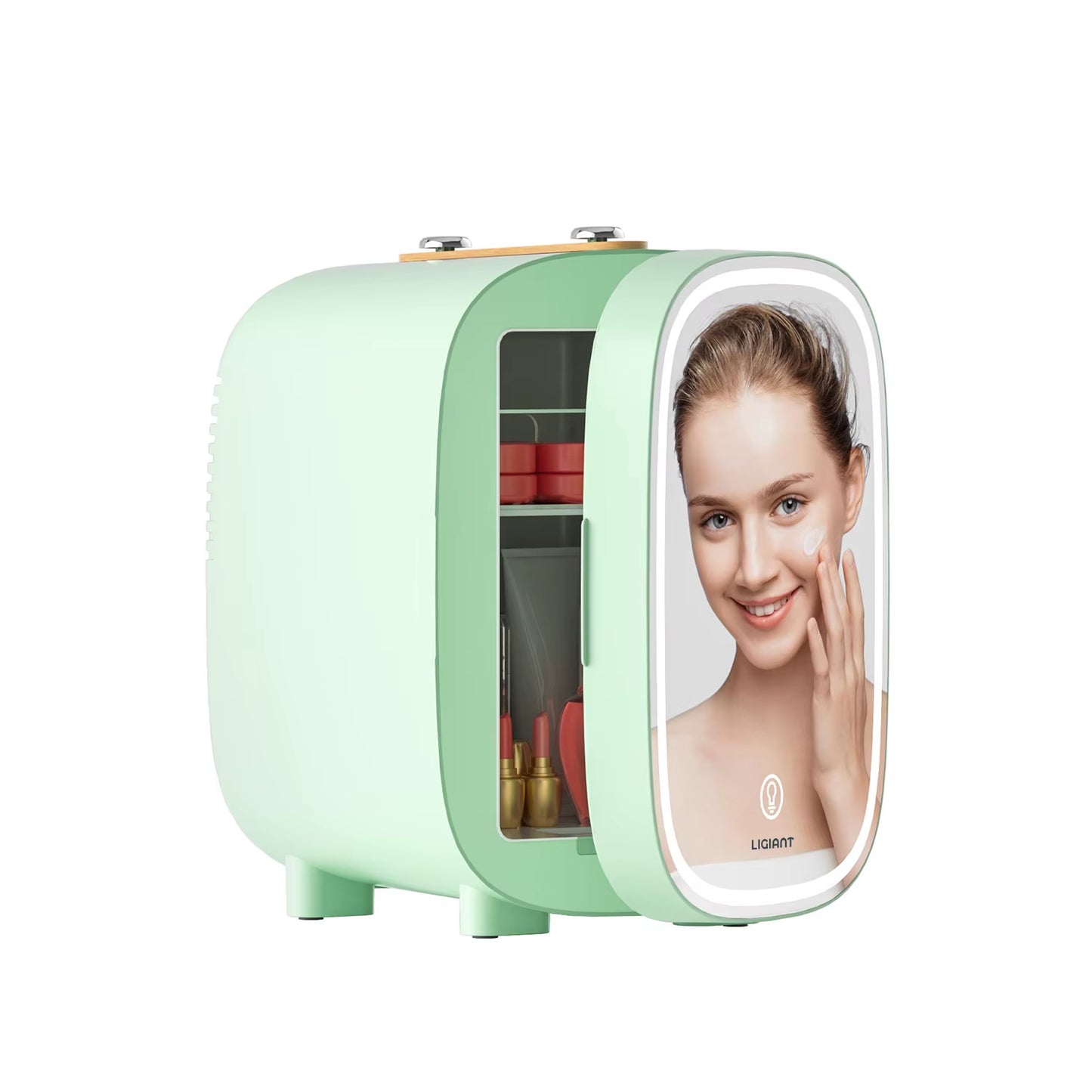 Skincare Fridge 4L, Mini Fridge with 3-Level LED Mirror, Low Noise, Cooler & Warmer, Portable for Bedroom, Office & Car