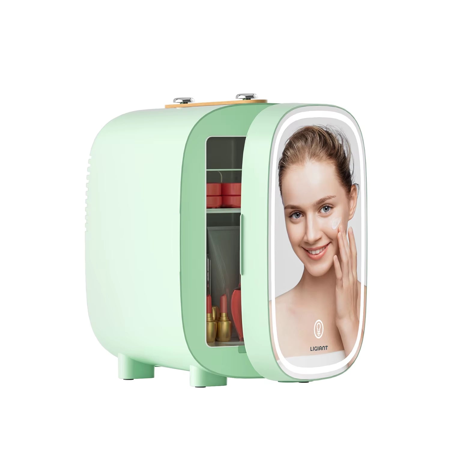 Skincare Fridge 4L, Mini Fridge with 3-Level LED Mirror, Low Noise, Cooler & Warmer, Portable for Bedroom, Office & Car