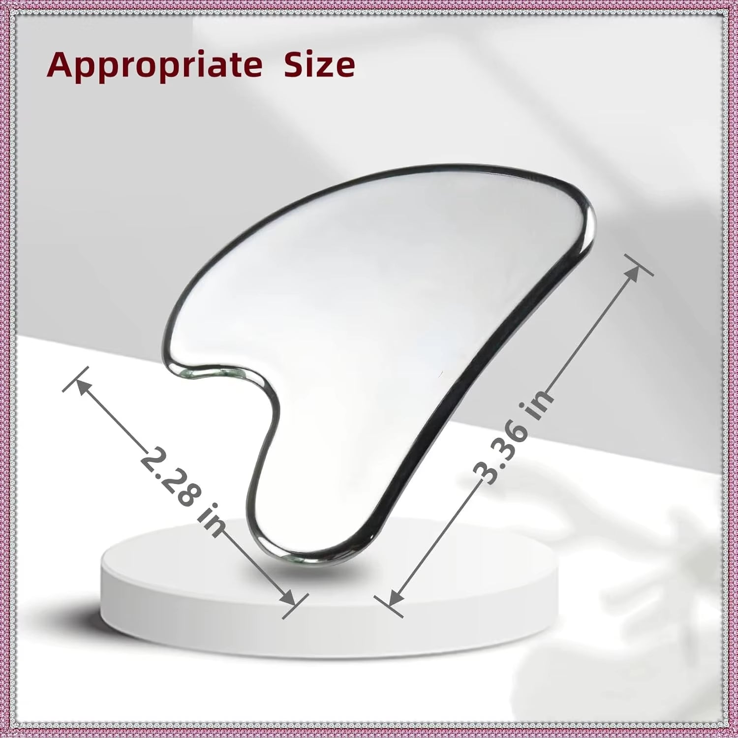 Upgrade Gua Sha Stainless Steel Tool for Face, Massage Scraper for Facial Skin Care (Metallic Luster)