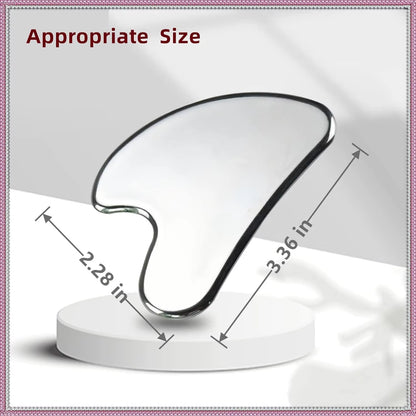 Upgrade Gua Sha Stainless Steel Tool for Face, Massage Scraper for Facial Skin Care (Metallic Luster)