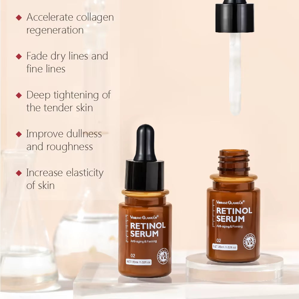 Retinol Face Cream and Eye Serum 2 Pcs/Set Firming Lifting Anti-Aging Wrinkle Reduce Wrinkle Fine Lines Facial Skin Care Product